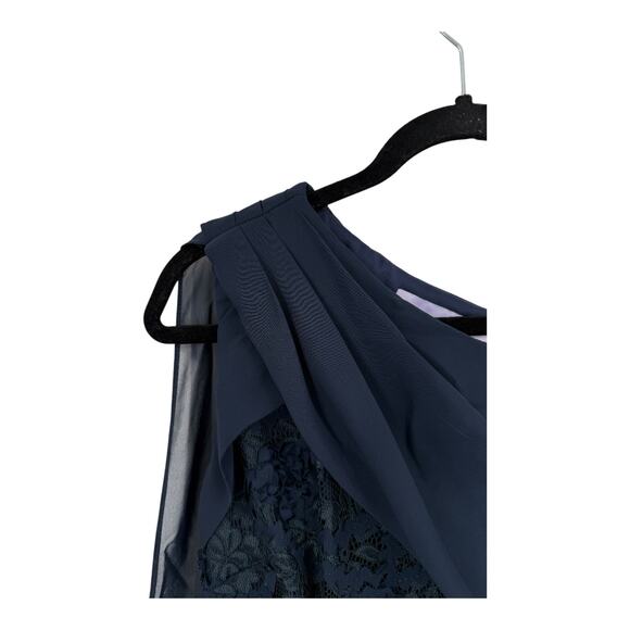 JS Collections Elodie Floral One-Shoulder Cotton Blend Gown dress blue size 2 - Picture 4 of 9